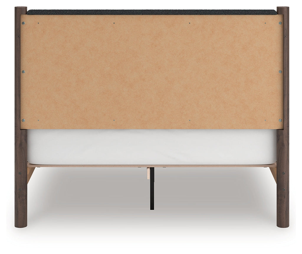 Pamytta Brown Queen Upholstered Panel Platform Bed