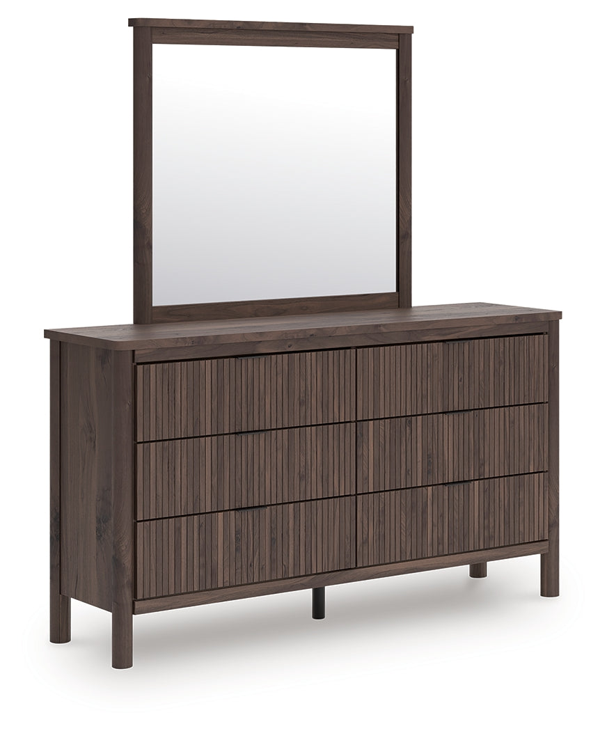 Pamytta Brown Twin Panel Bed, Dresser and Mirror