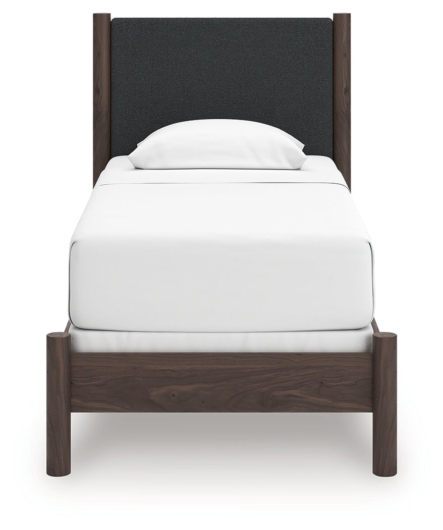 Pamytta Brown Twin Upholstered Panel Bed