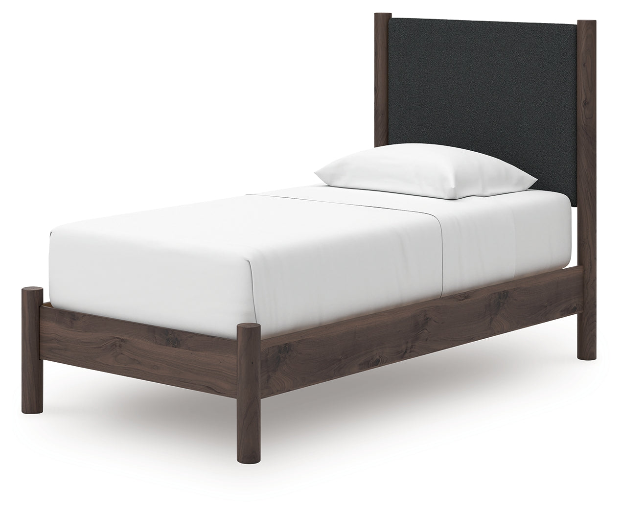 Pamytta Brown Twin Upholstered Panel Platform Bed