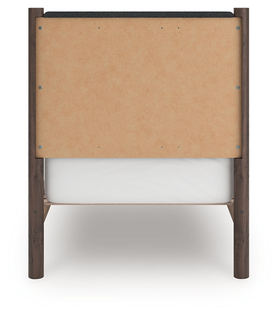Pamytta Brown Twin Upholstered Panel Platform Bed