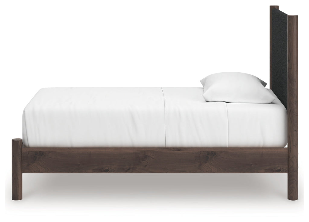 Pamytta Brown Twin Upholstered Panel Platform Bed