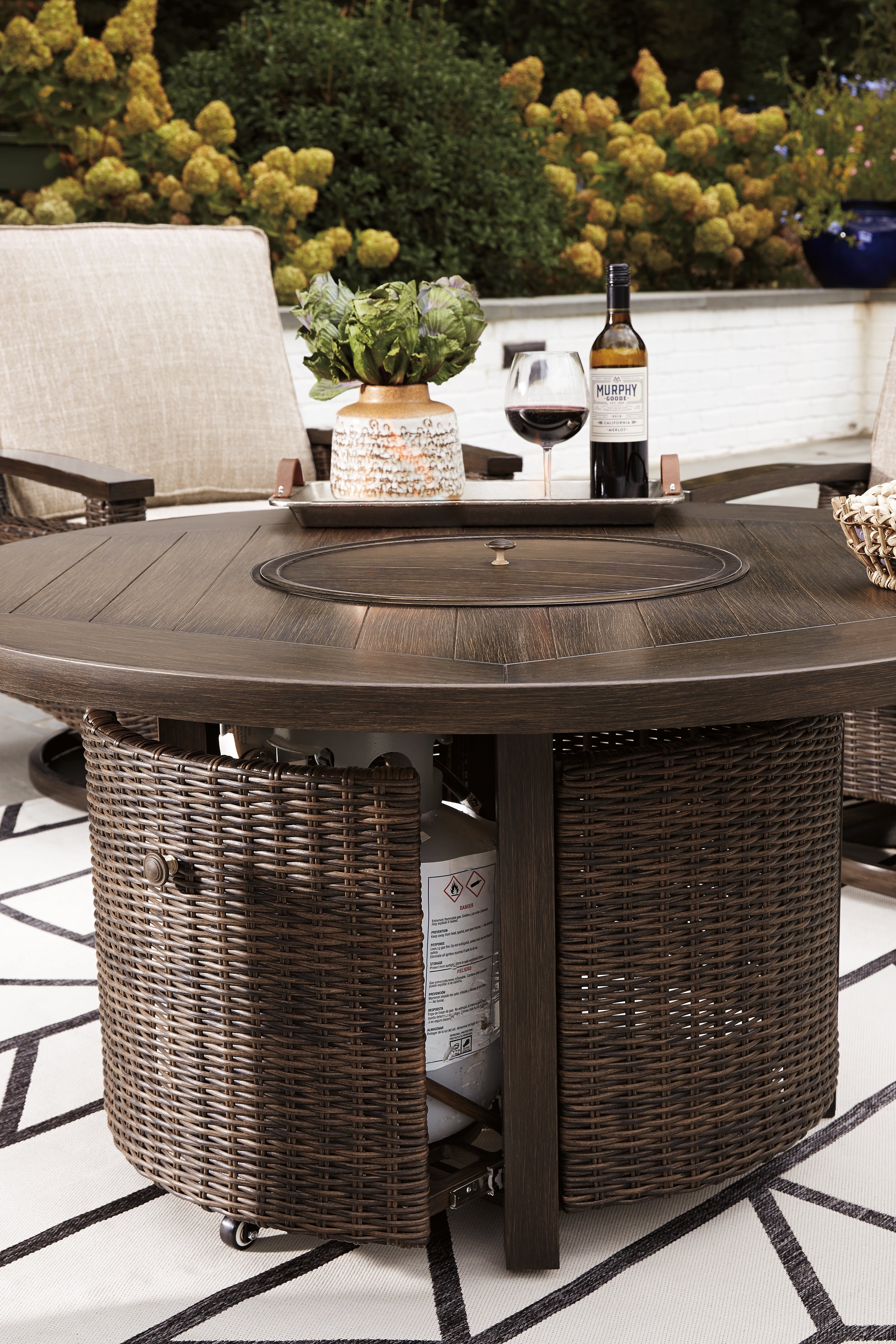 Paradise Trail Medium Outdoor Fire Pit Table, Brown
