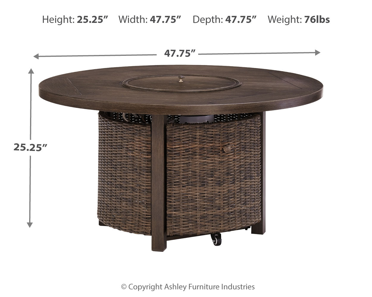 Paradise Trail Medium Outdoor Fire Pit Table, Brown