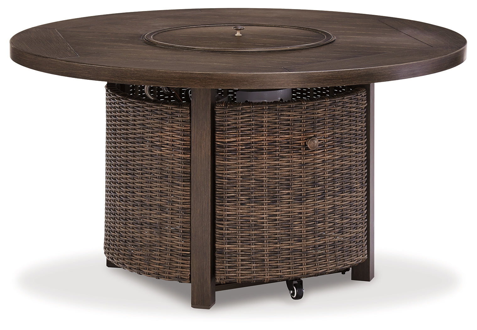 Paradise Trail Medium Outdoor Loveseat & Fire Pit Table & 2 Lounge Chairs, Brown