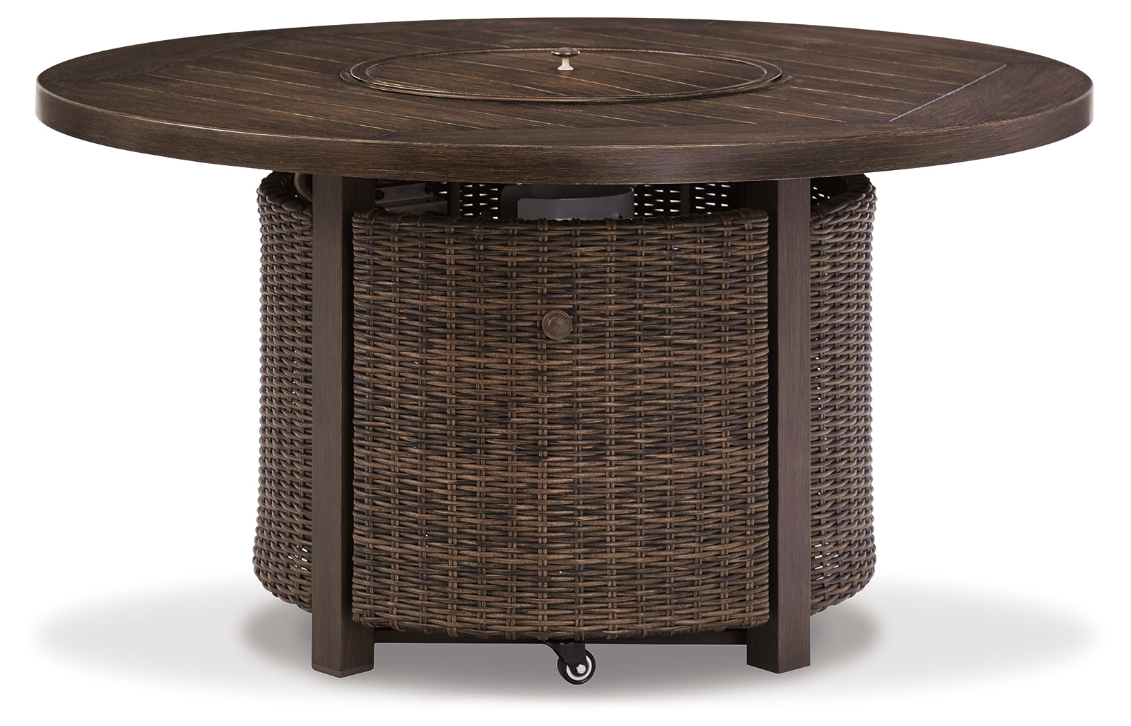 Paradise Trail Medium Outdoor Loveseat & Fire Pit Table & 2 Lounge Chairs, Brown