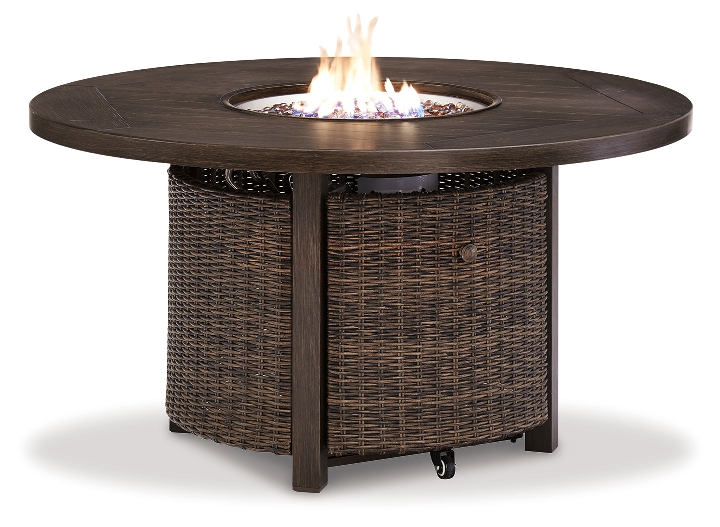 Paradise Trail Medium Outdoor Loveseat & Fire Pit Table & 2 Lounge Chairs, Brown