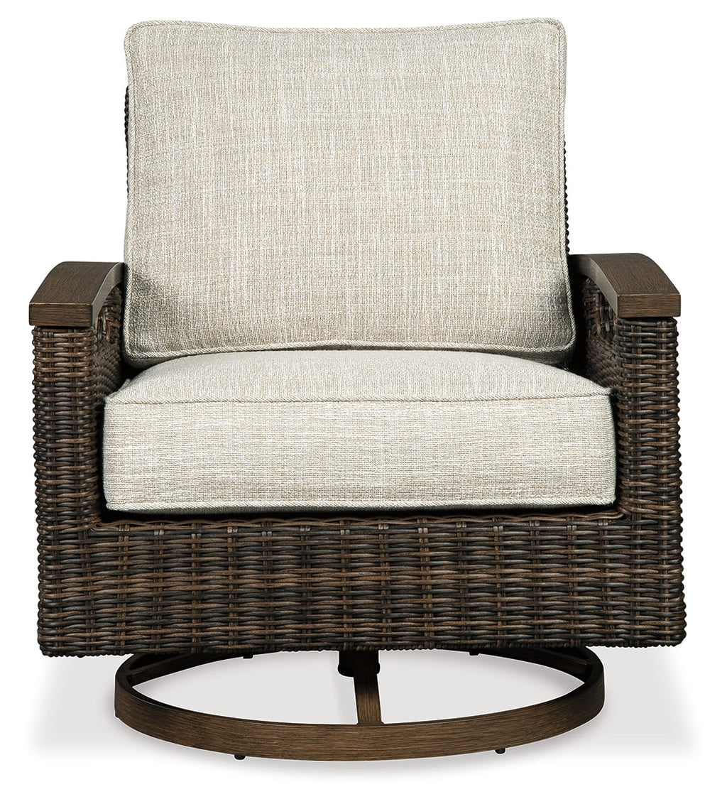 Paradise Trail Medium Outdoor Loveseat & Fire Pit Table & 2 Lounge Chairs, Brown