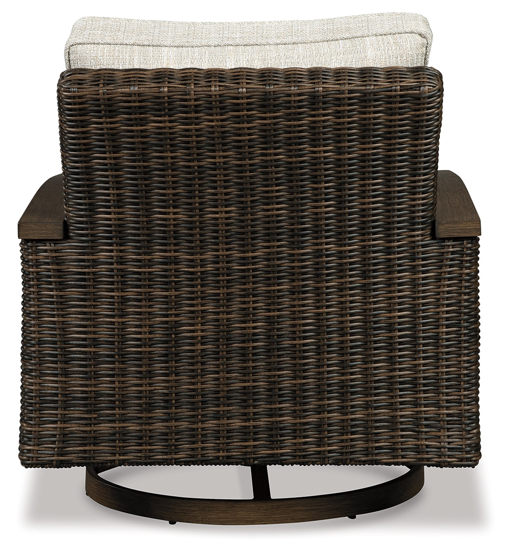 Paradise Trail Medium Outdoor Loveseat & Fire Pit Table & 2 Lounge Chairs, Brown
