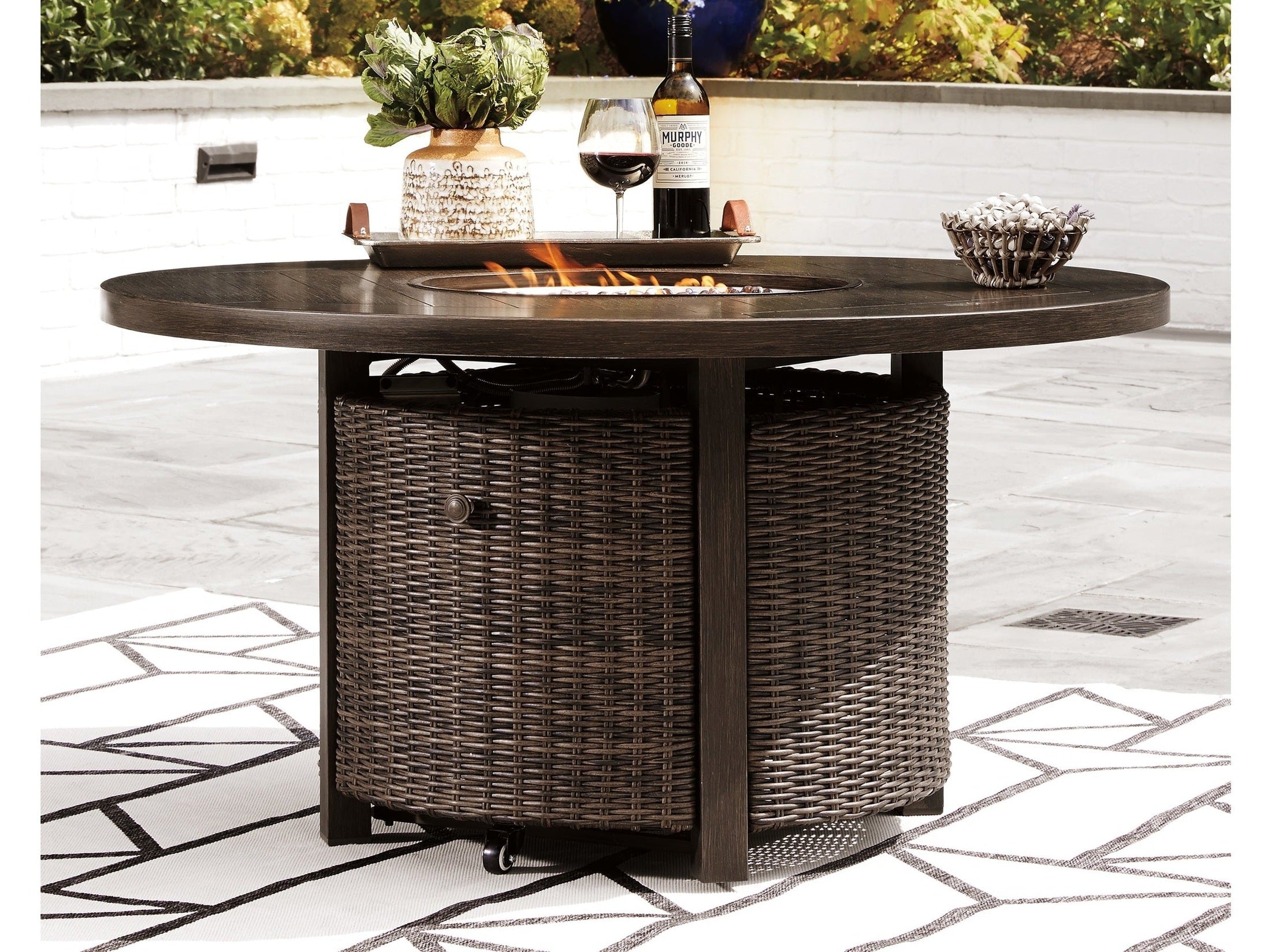 Paradise Trail Round Outdoor Fire Pit Table