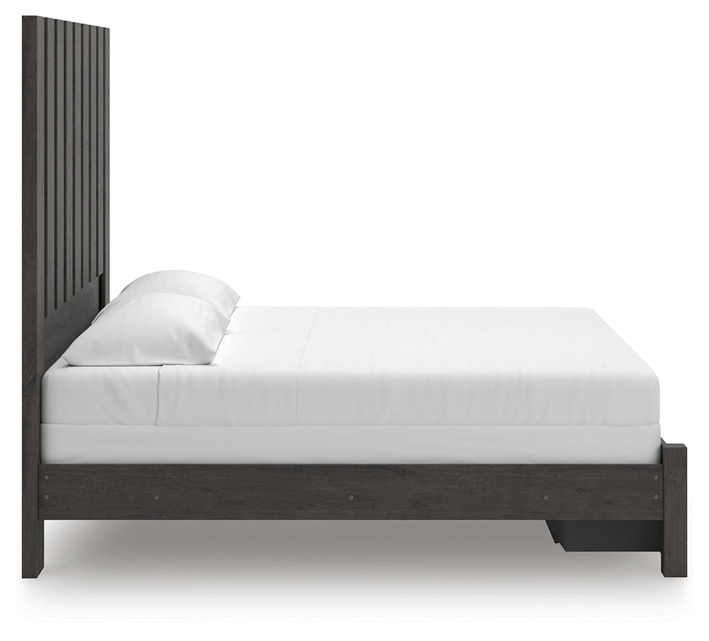 Parlayon Charcoal King Panel Storage Bed