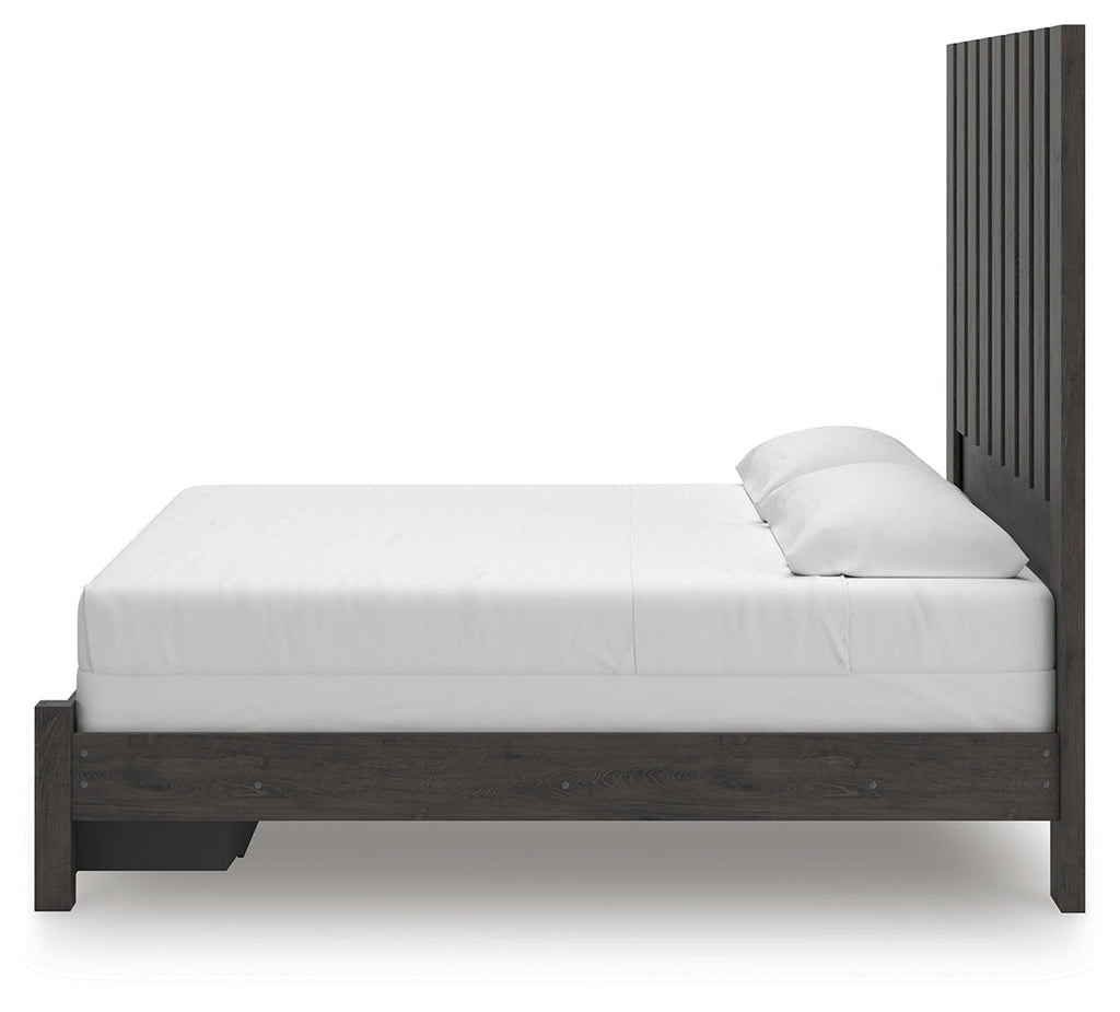 Parlayon Charcoal King Panel Storage Bed