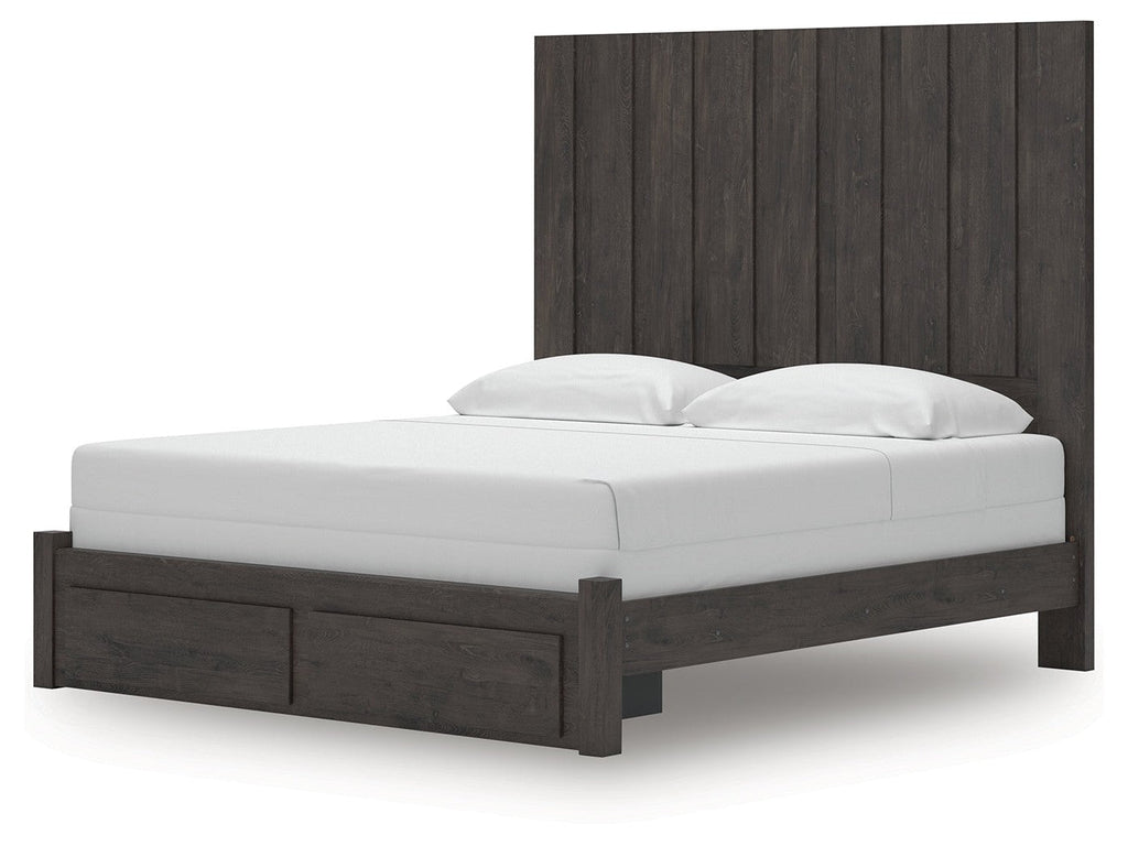 Parlayon Charcoal King Panel Storage Bed