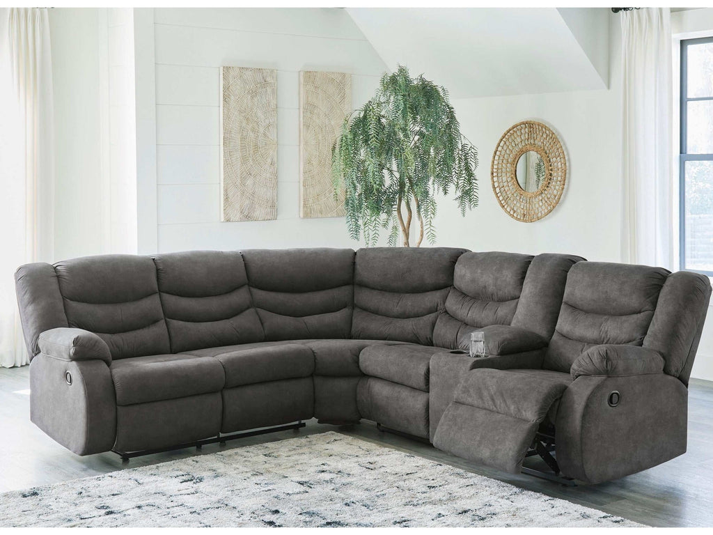 Partymate Slate Manual Reclining Sectional Living Room Set