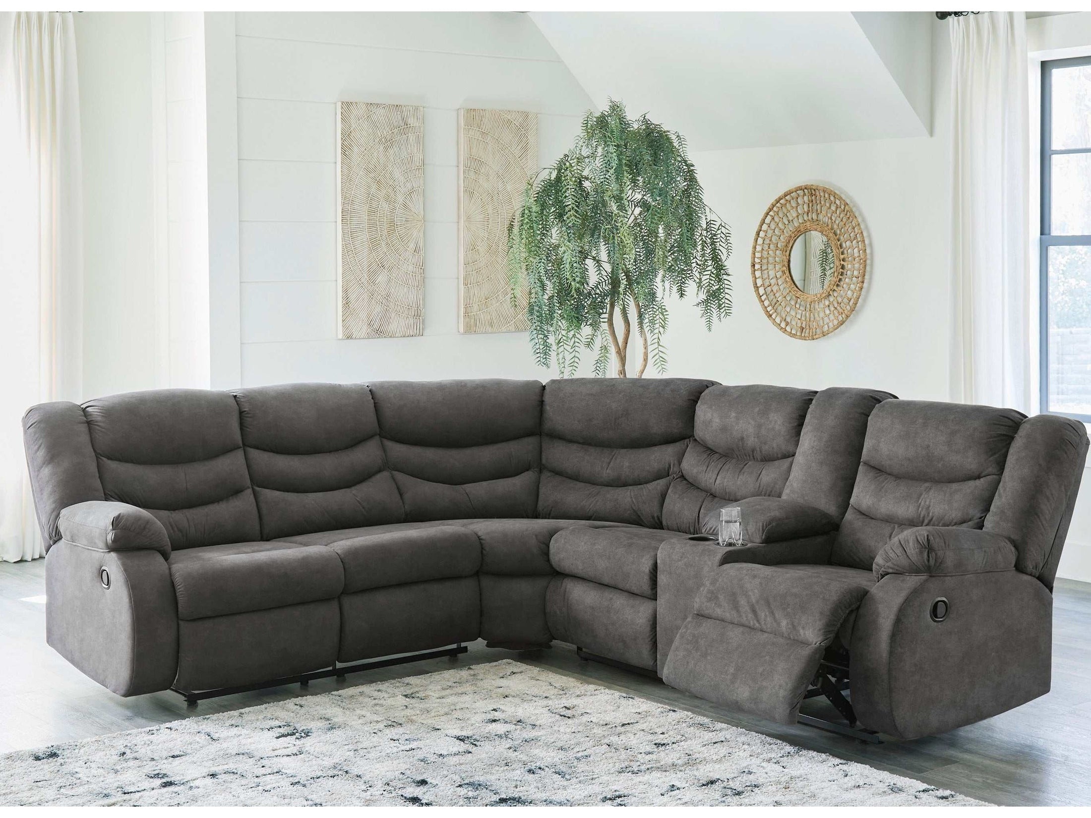 Partymate Slate Manual Reclining Sectional Living Room Set