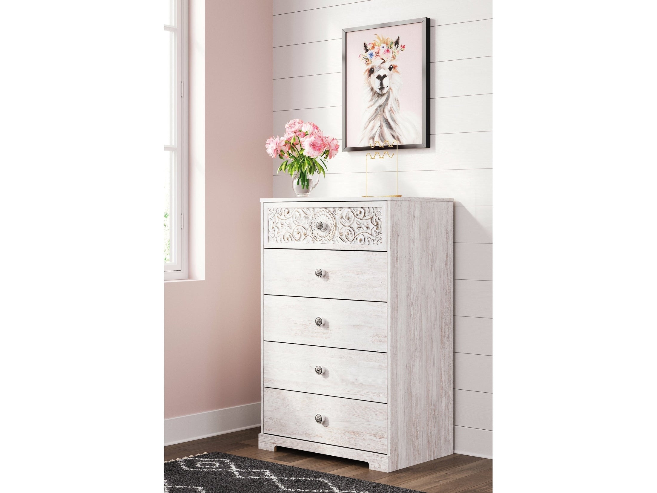 Paxberry Whitewash Chest of Drawers