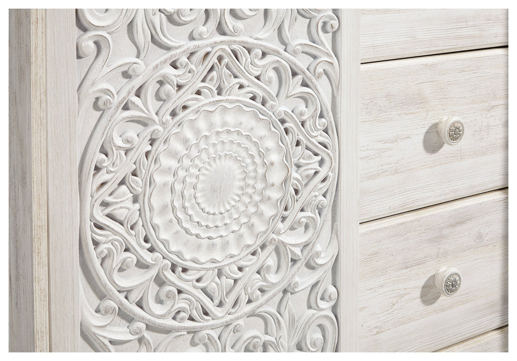 Paxberry Whitewash Full Panel Bedroom Set with Chest and Nightstand