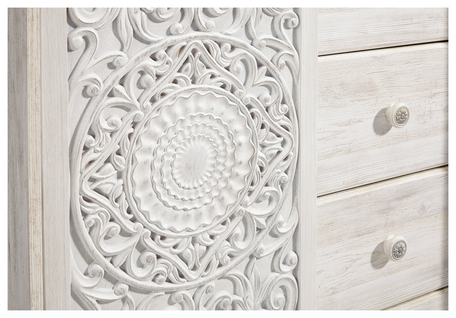 Paxberry Whitewash Full Panel Bedroom Set with Chest and Nightstand