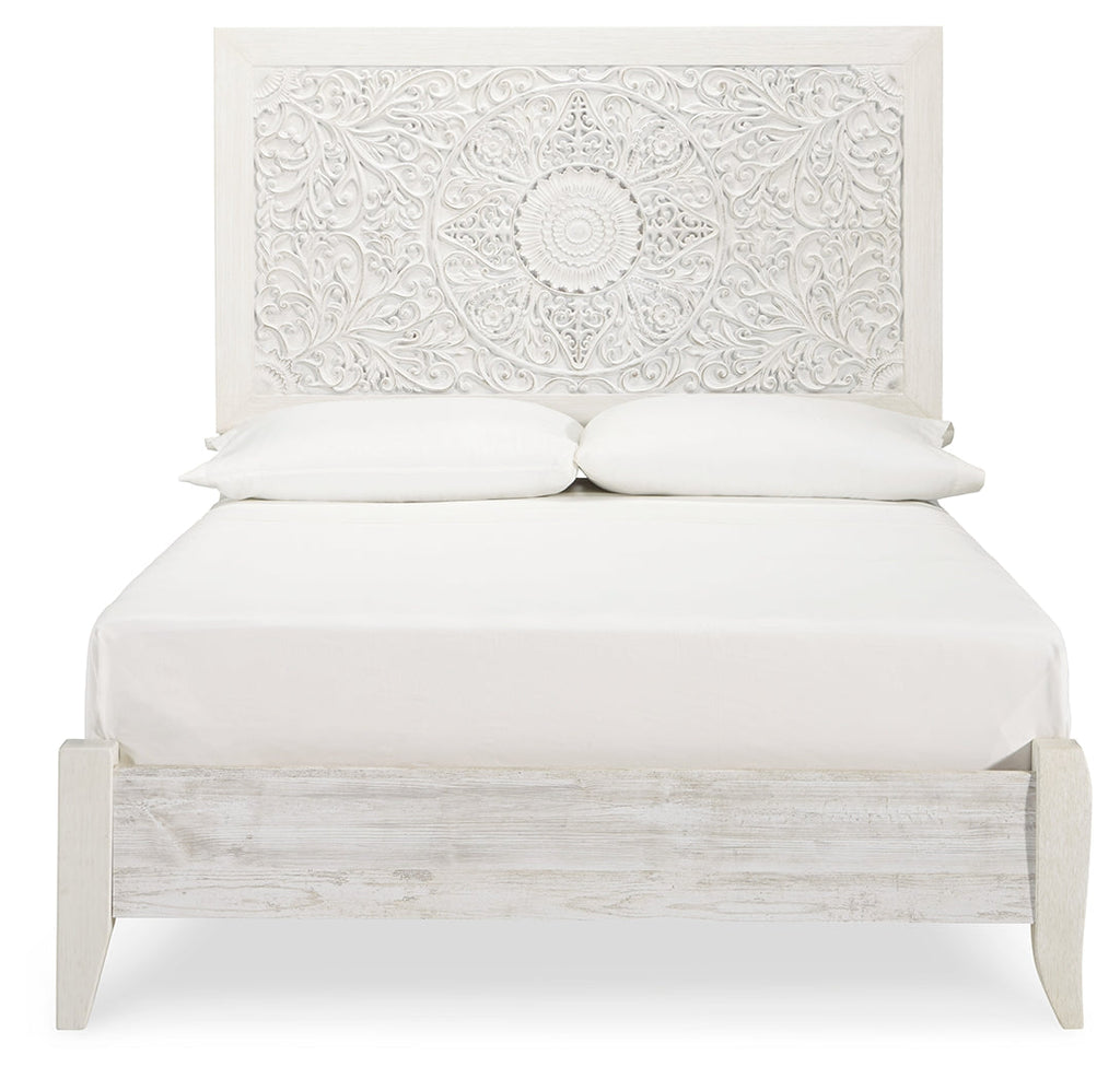 Paxberry Whitewash Full Panel Bedroom Set with Chest and Nightstand