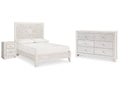 Paxberry Whitewash Full Panel Bedroom Set with Dresser and Nightstand
