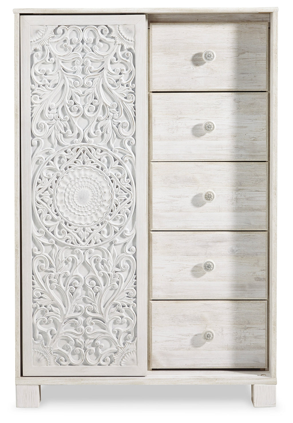 Paxberry Whitewash King Panel Bed & Chest & Nightstand