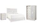 Paxberry Whitewash King Panel Bed & Chest & Nightstand