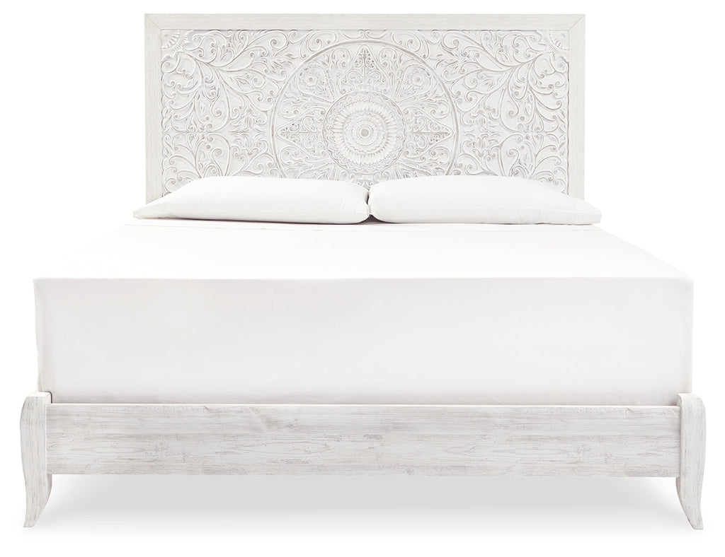 Paxberry Whitewash King Panel Bed & Chest & Nightstand