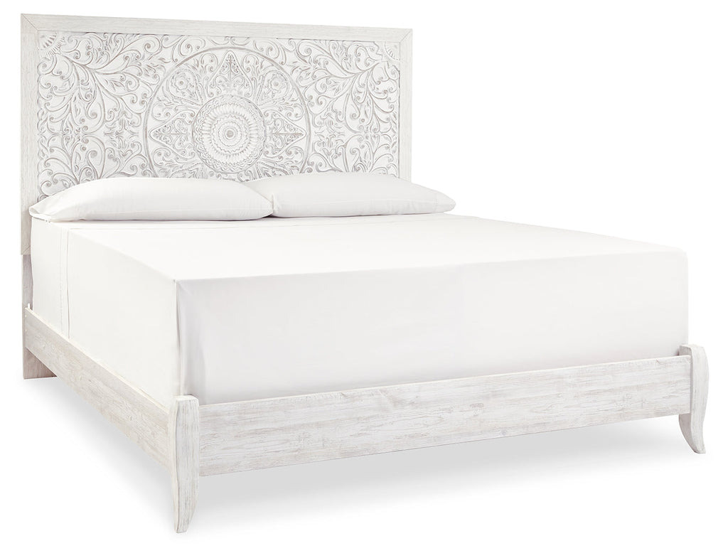 Paxberry Whitewash King Panel Bed & Chest & Nightstand