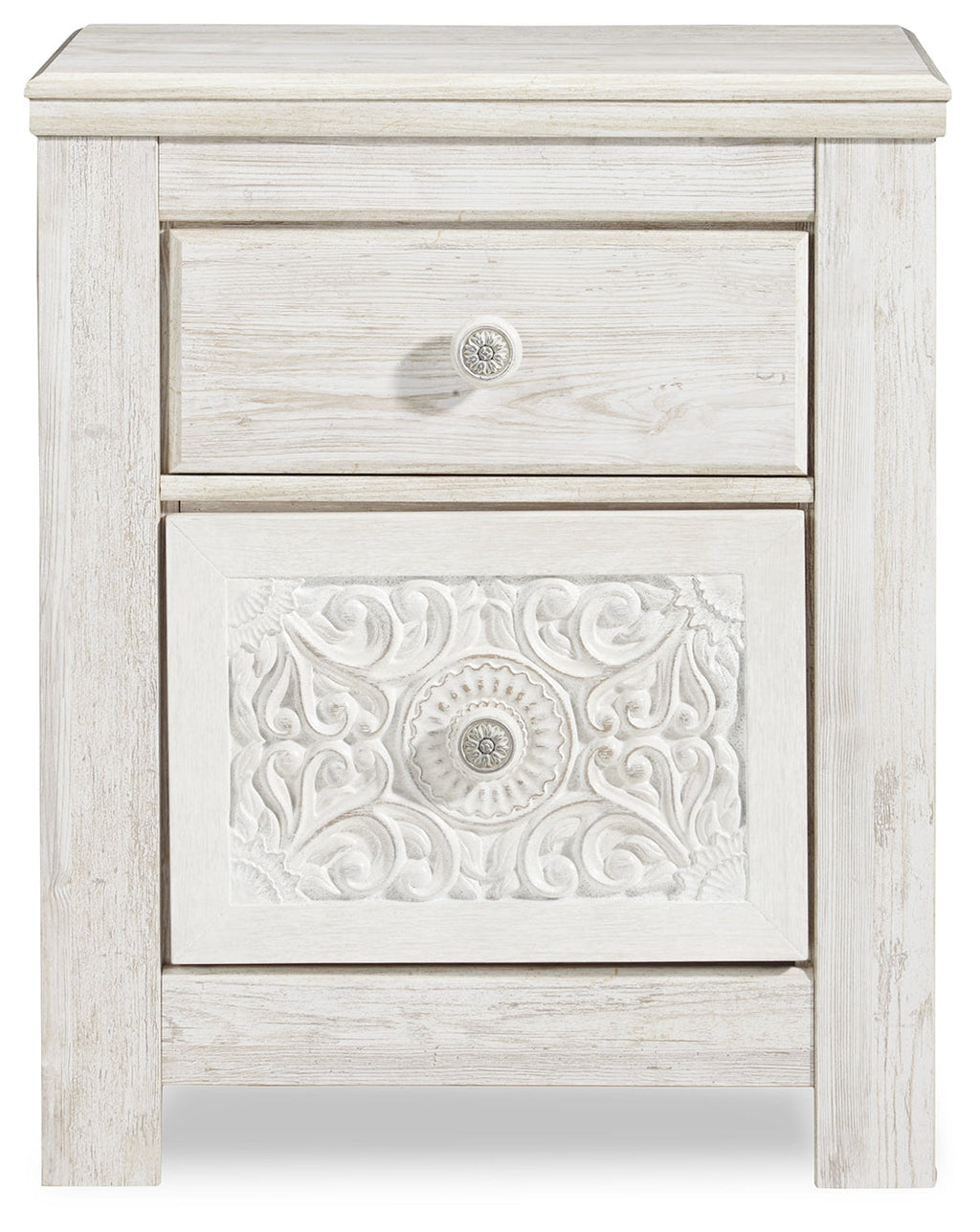 Paxberry Whitewash King Panel Bed & Chest & Nightstand