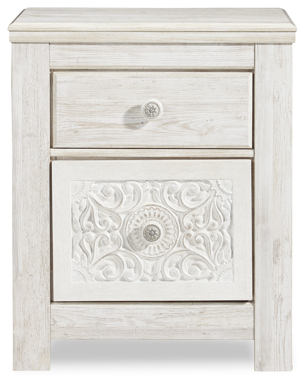Paxberry Whitewash King Panel Bed & Chest & Nightstand