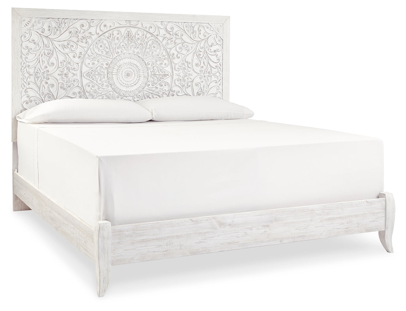 Paxberry Whitewash King Panel Bed & Dresser & Mirror & Nightstand