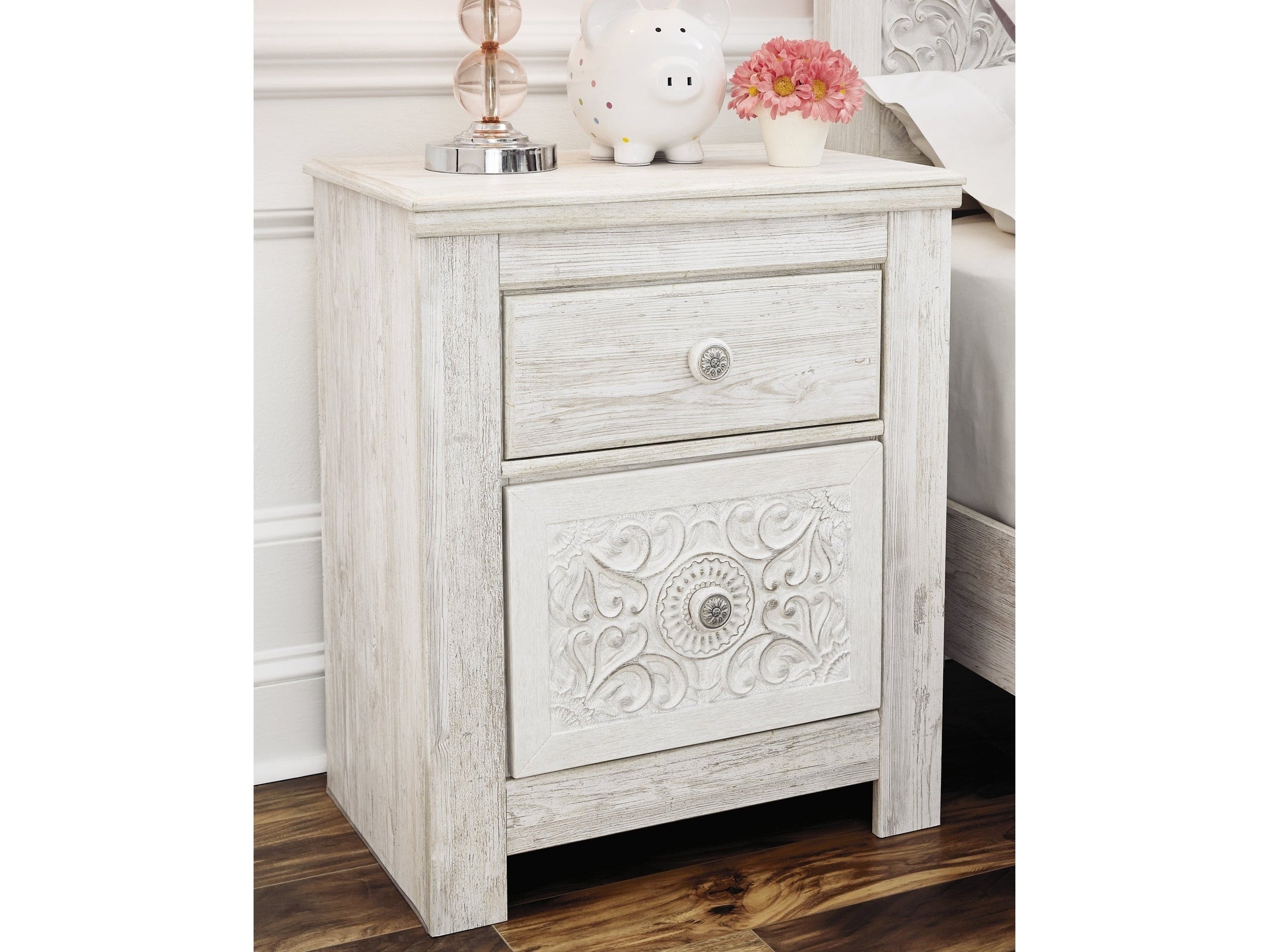 Paxberry Whitewash Nightstand (29.21" H)