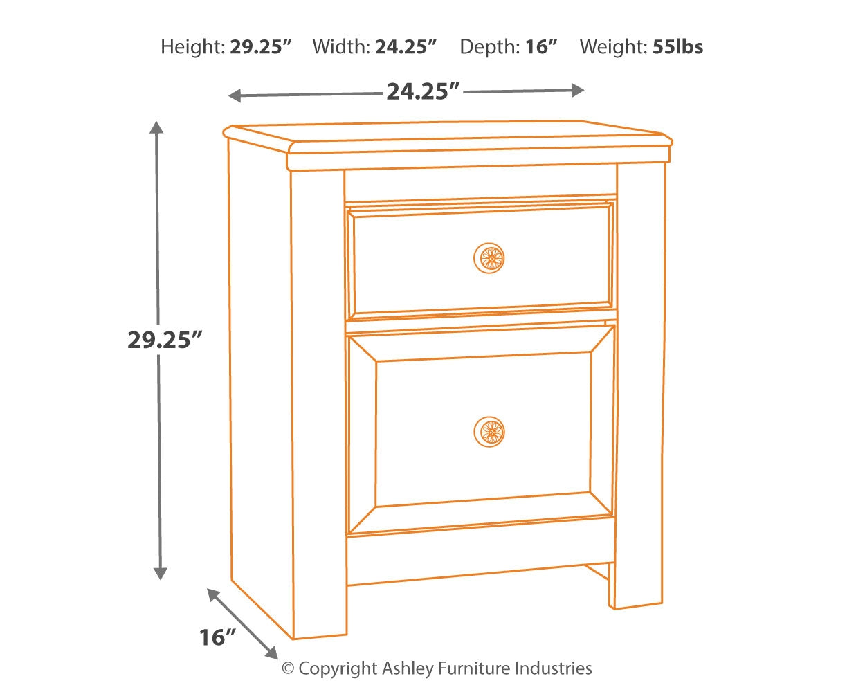 Paxberry Whitewash Nightstand (29.21" H)