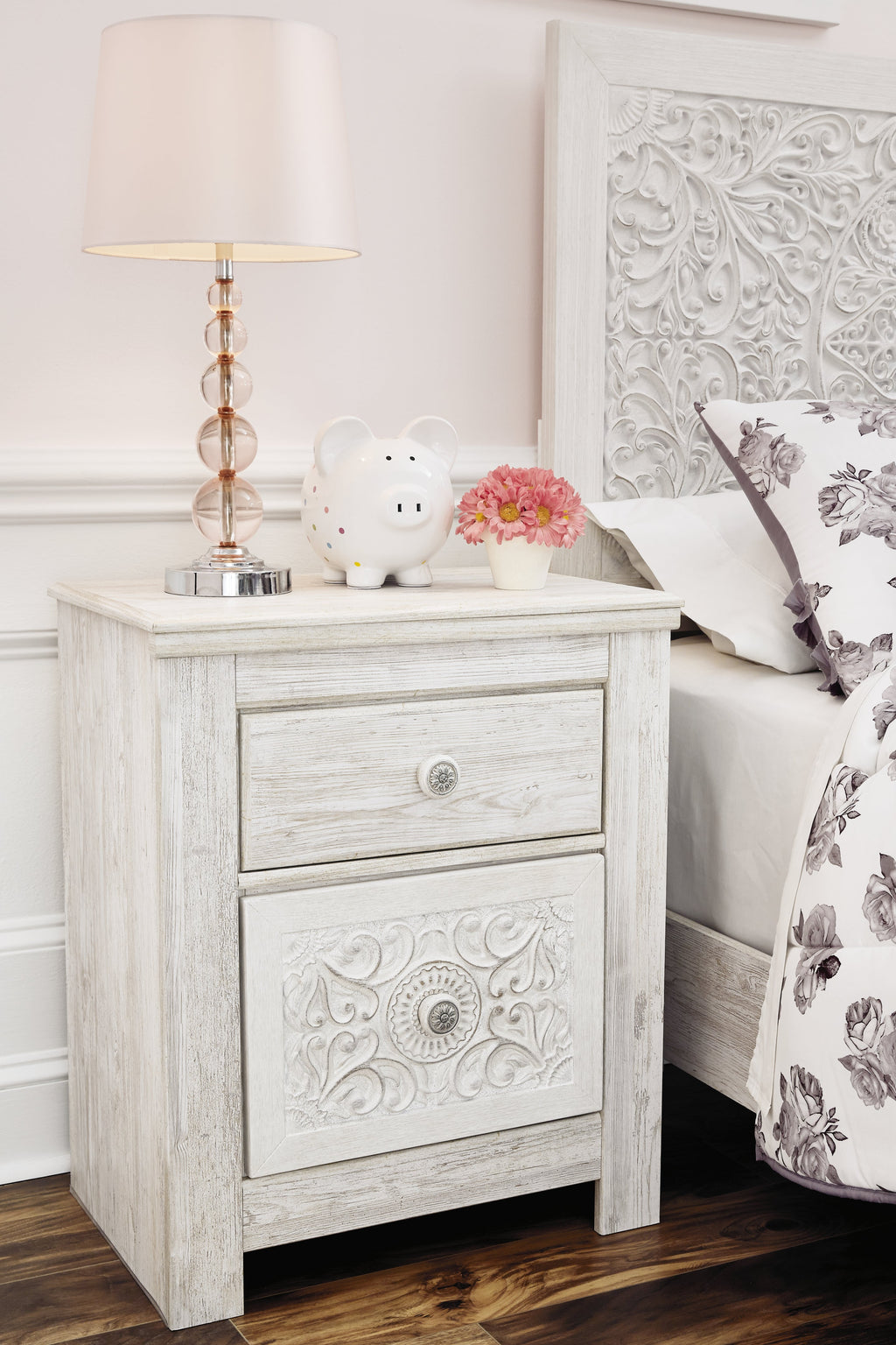 Paxberry Whitewash Nightstand (29.21" H)
