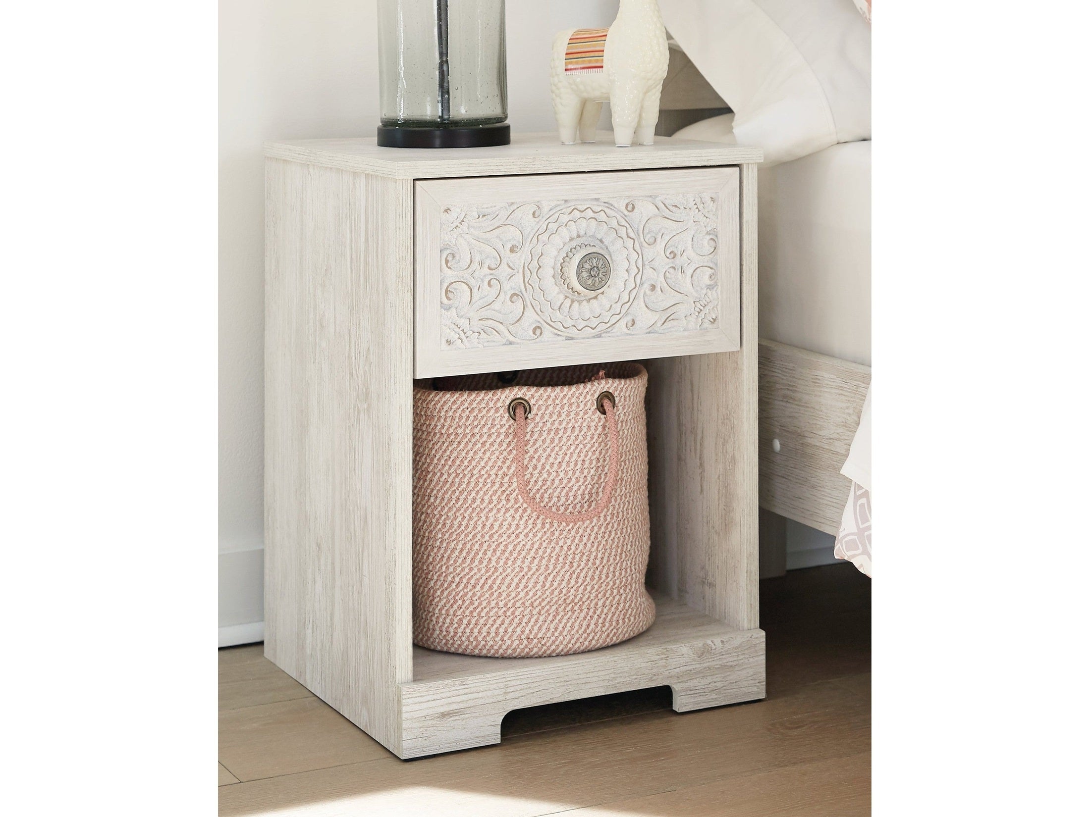 Paxberry Whitewash One Drawer Nightstand