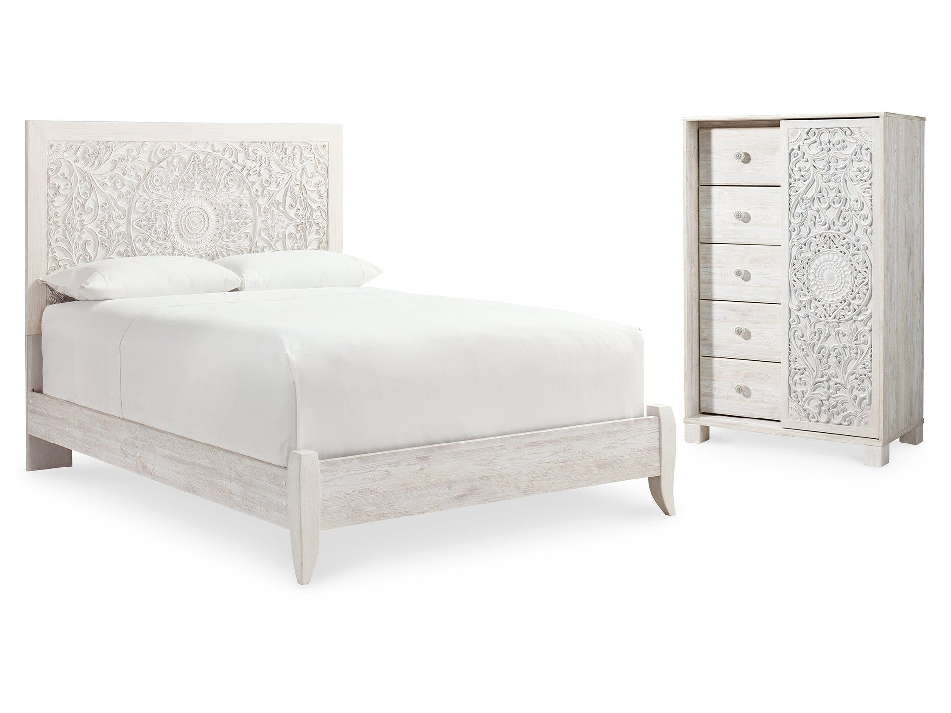 Paxberry Whitewash Queen Panel Bedroom Set with Chest