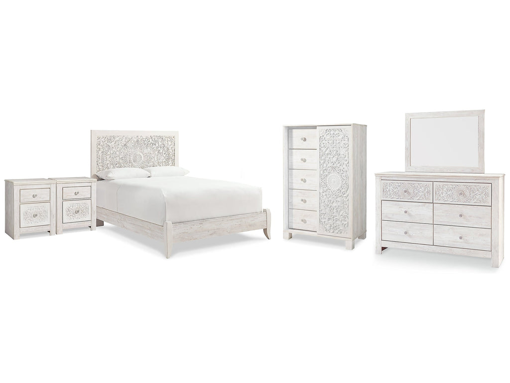 Paxberry Whitewash Queen Panel Bedroom Set