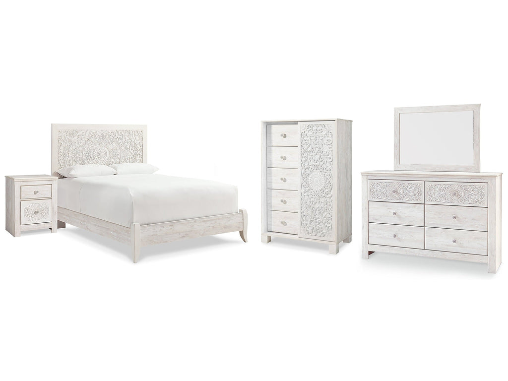 Paxberry Whitewash Queen Panel Bedroom Set