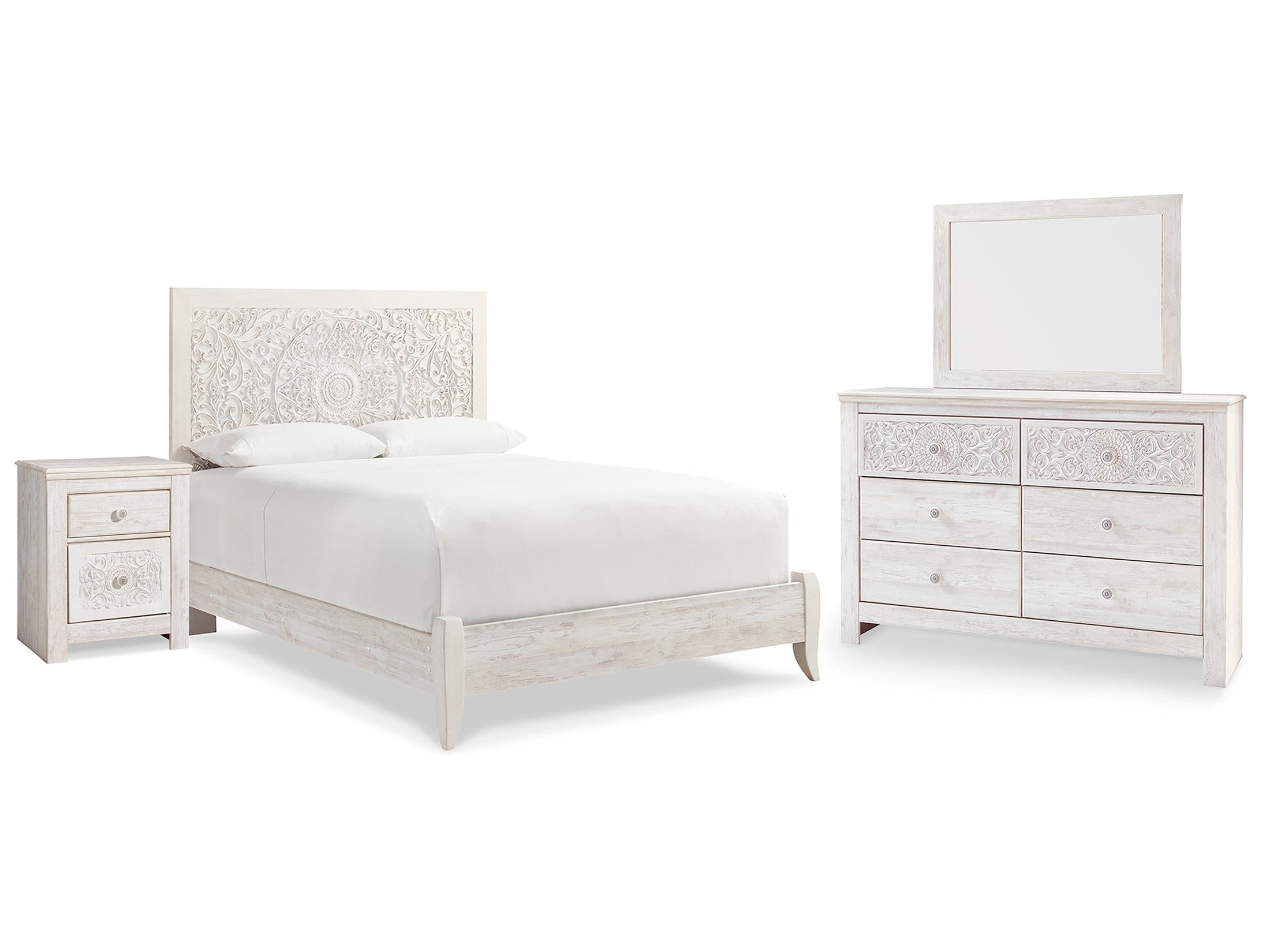 Paxberry Whitewash Queen Panel Bedroom Set