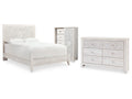 Paxberry Whitewash Queen Panel Bedroom Set with Dresser and Chest
