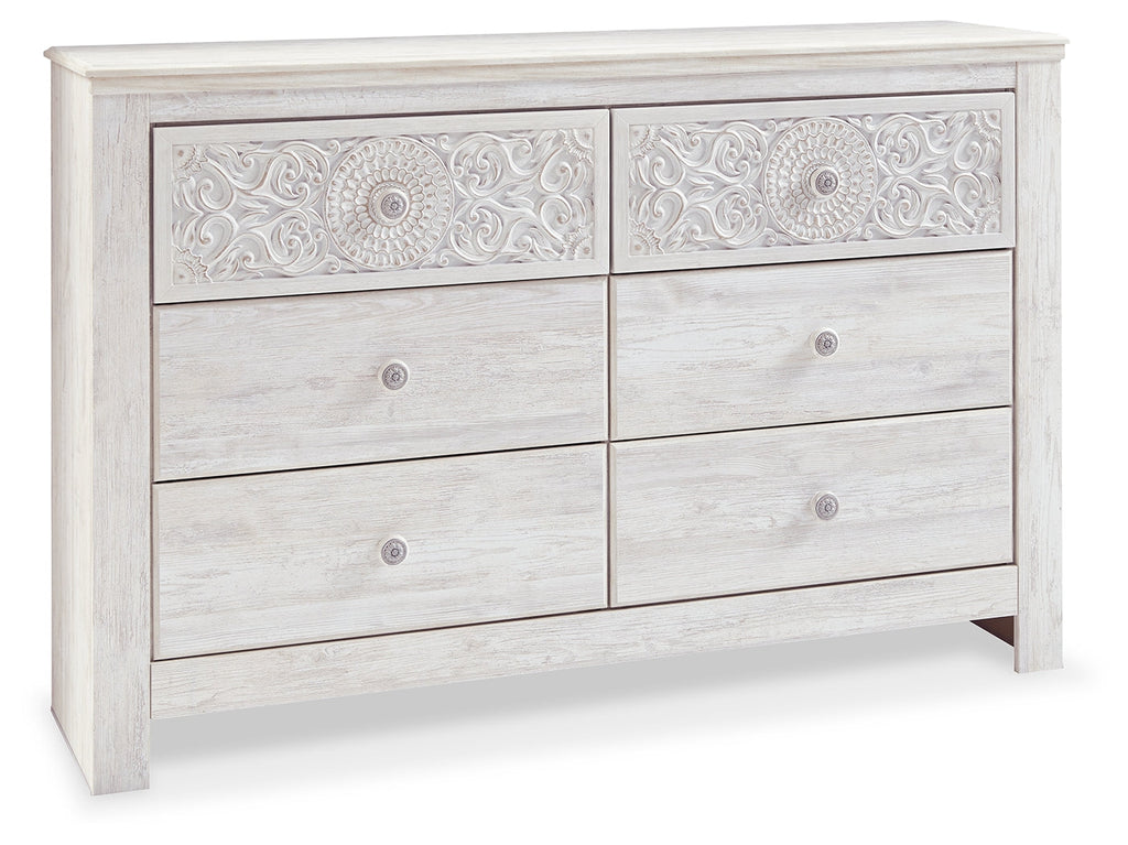 Paxberry Whitewash Queen Panel Bedroom Set with Dresser and Chest