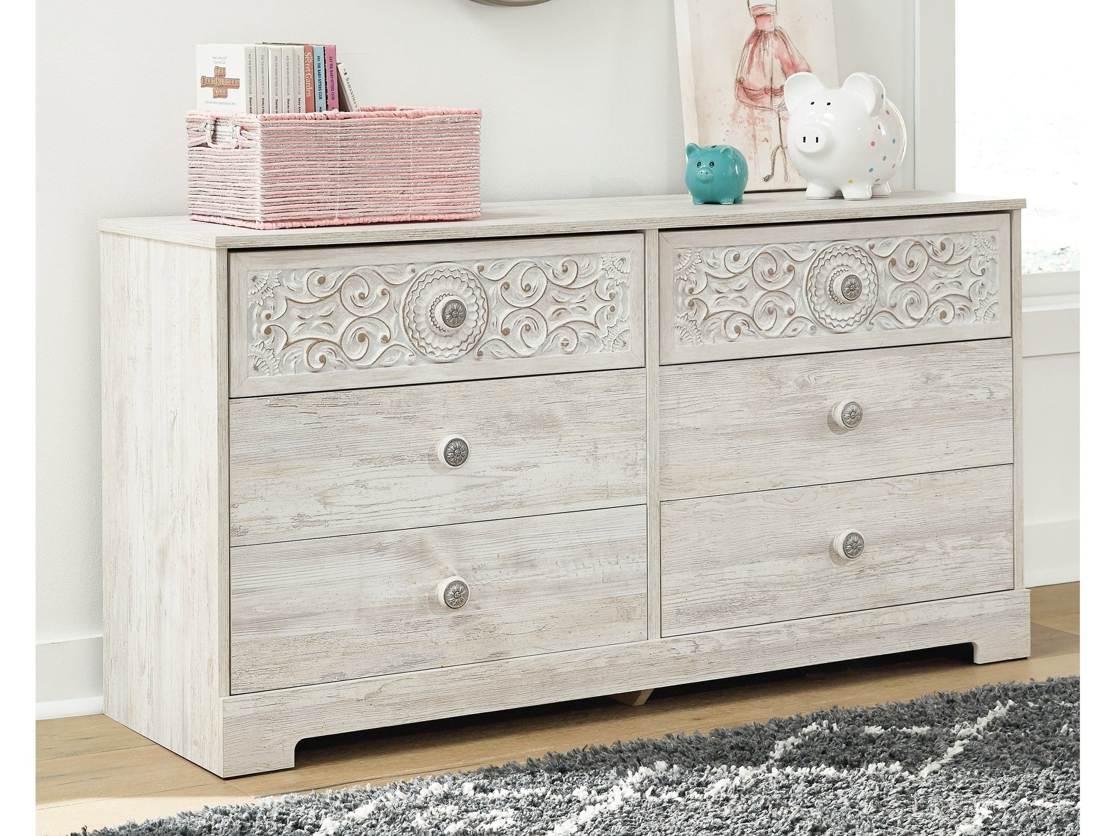 Paxberry Whitewash Six Drawer Dresser