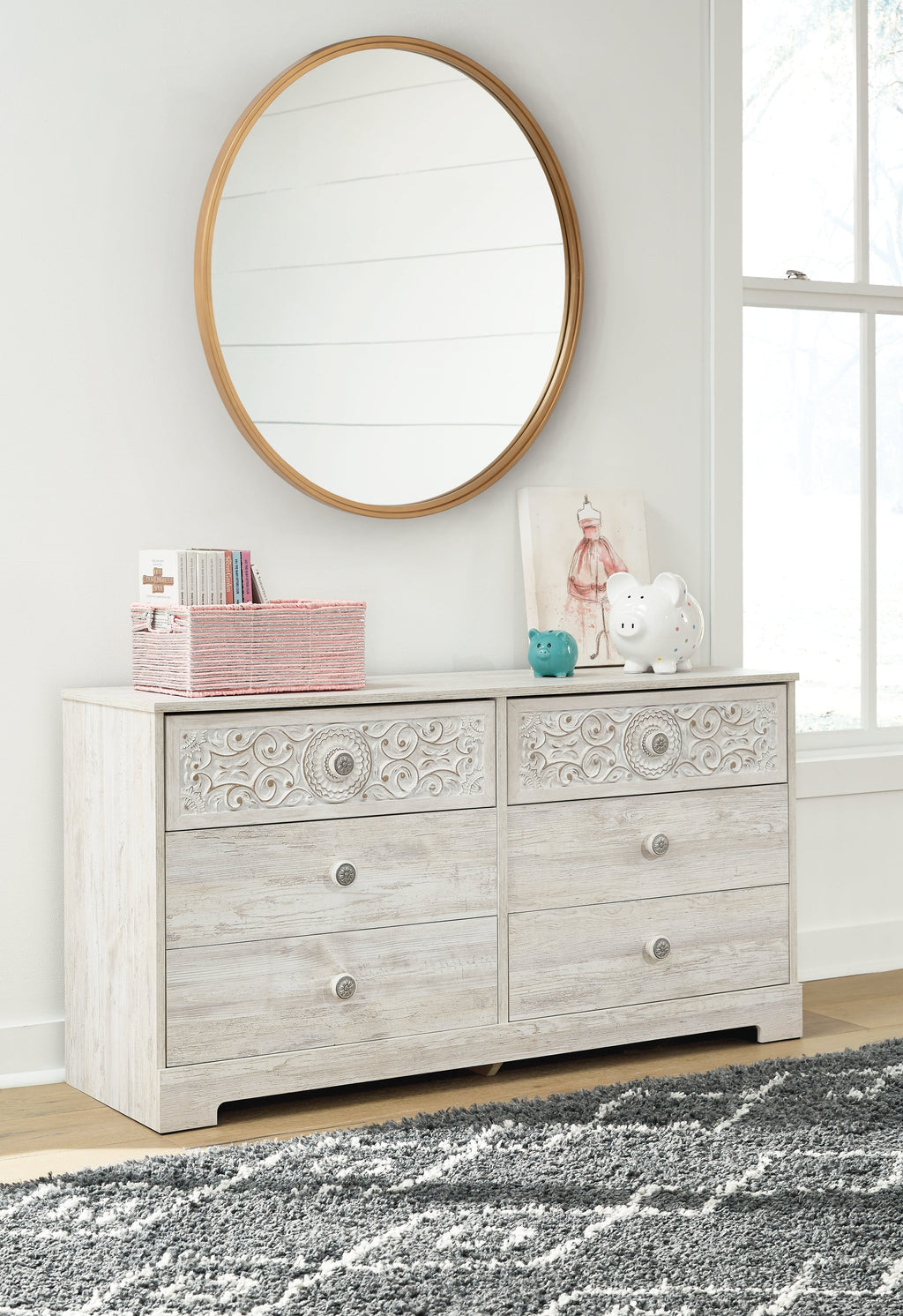 Paxberry Whitewash Six Drawer Dresser