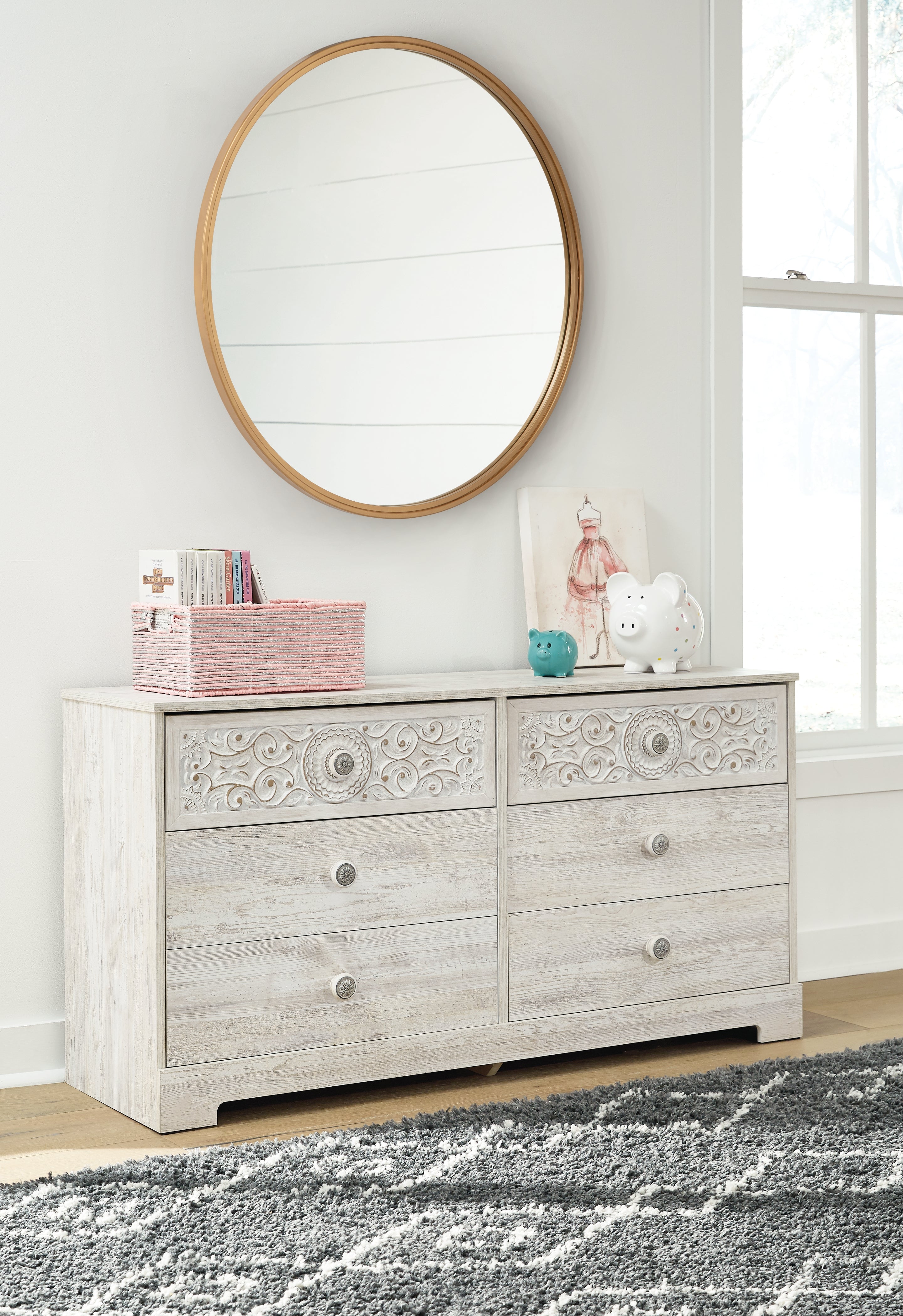 Paxberry Whitewash Six Drawer Dresser
