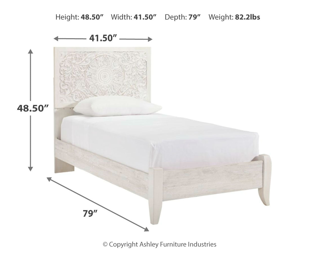 Paxberry Whitewash Twin Panel Bed