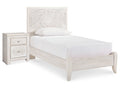 Paxberry Whitewash Twin Panel Bedroom Set with Nightstand