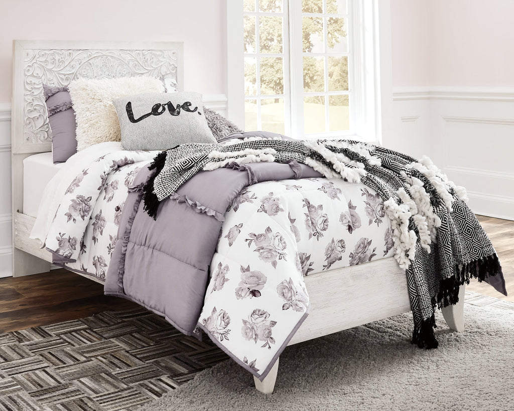 Paxberry Whitewash Twin Panel Bedroom Set with Nightstand