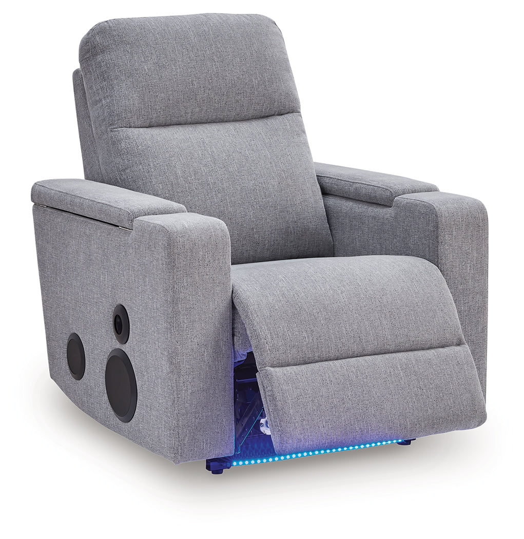 Pineland Pewter Glider PWR REC w/Audio System