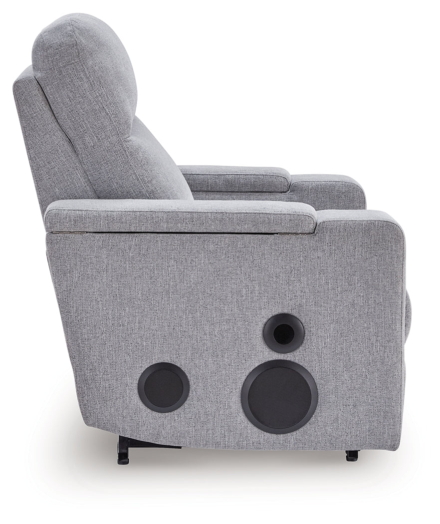 Pineland Pewter Glider PWR REC w/Audio System
