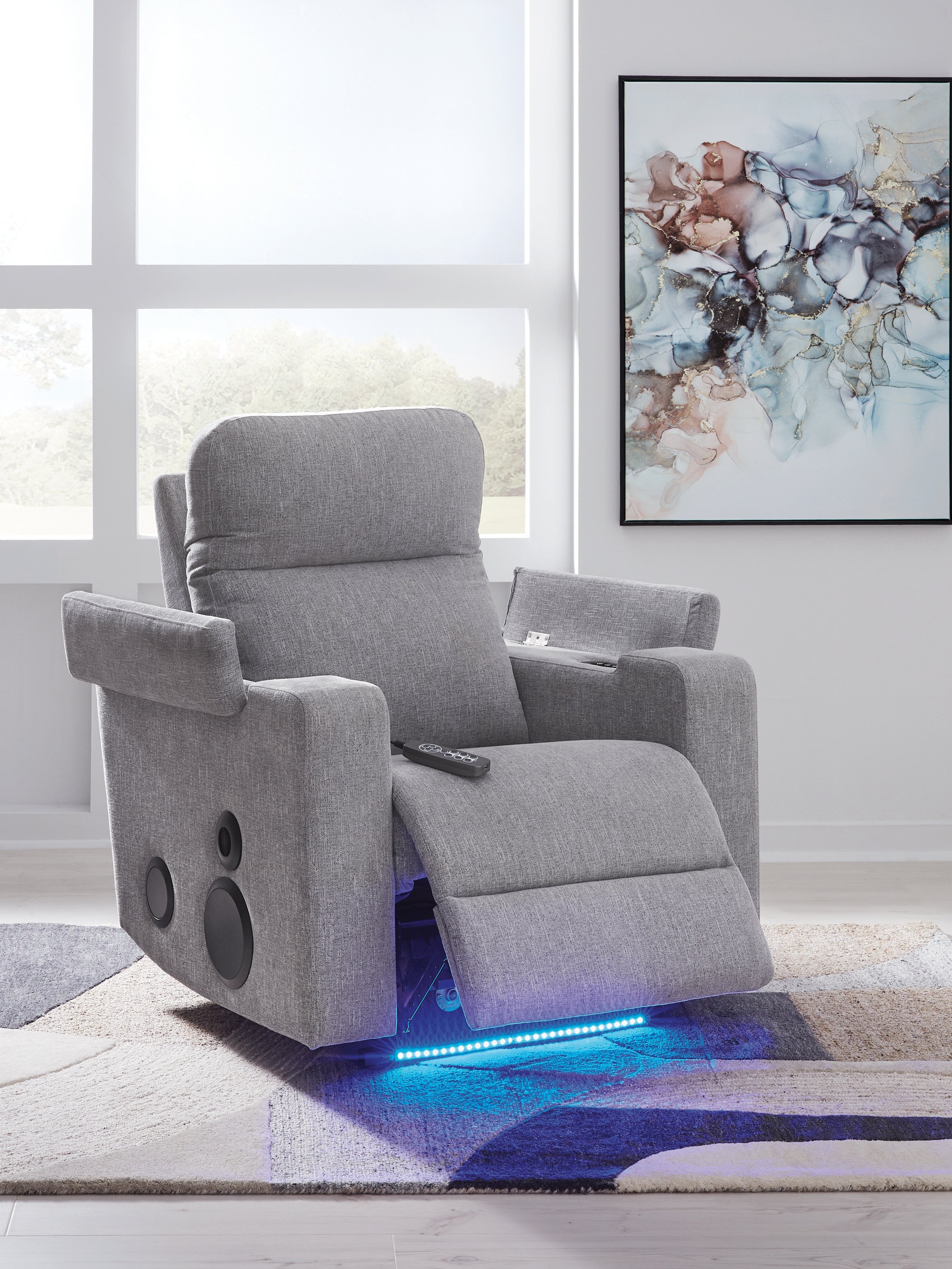 Pineland Pewter Glider PWR REC w/Audio System